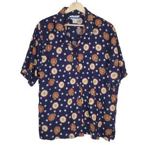 Vintage Pendleton Shirt 16 XL Button up Classic Navy Nautical Rayon Short Sleeve